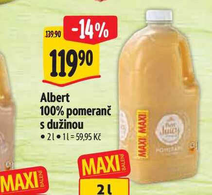  Albert 100% pomeranč s dužinou  2 l