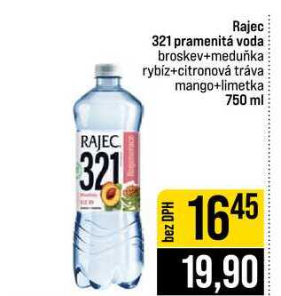 Rajec 321 pramenitá voda broskev+meduňka rybíz+citronová tráva mango+limetka 750 ml 