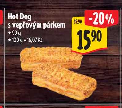 Hot Dog s vepřovým párkem 99 g