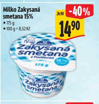 Milko Zakysaná smetana 15% 175 g    v akci