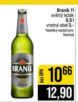 Braník 11 světlý ležák 0,5l
