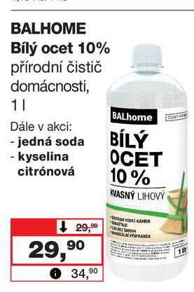 BALHOME Bílý ocet 10% přírodní čistič domácnosti, 1l