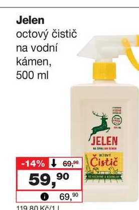 Jelen octový čistič na vodní kámen, 500 ml 