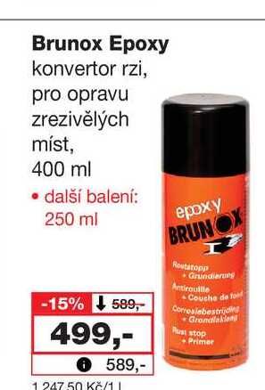 Brunox Epoxy konvertor rzi, pro opravu zrezivělých míst, 400 ml
