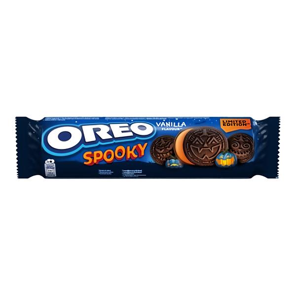 Oreo Halloween sušenky s vanilkovou náplní dýňové barvy