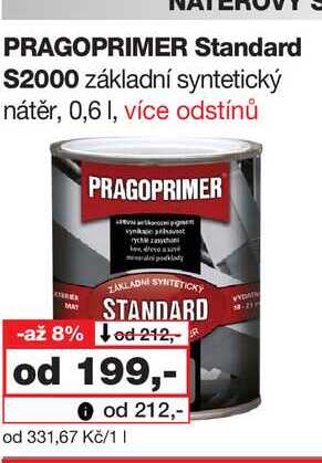 PRAGOPRIMER Standard S2000 základní syntetický nátěr, 0,6l
