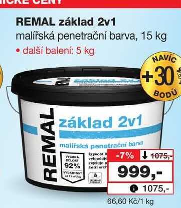 REMAL základ 2v1 malířská penetrační barva, 15 kg