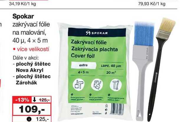 Spokar zakrývací fólie na malování, 40 μ, 4 x 5 m