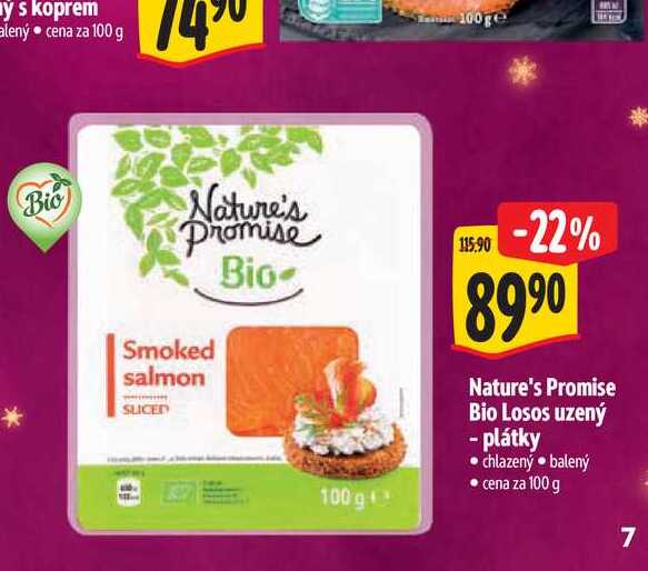 Nature's Promise Bio Losos uzený - plátky 100 g