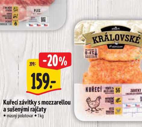   Kuřecí závitky s mozzarellou a sušenými rajčaty  1 kg
