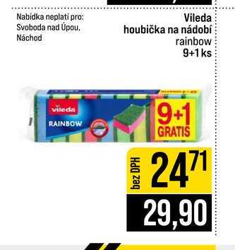 Vileda houbička na nádobí rainbow 9+1ks
