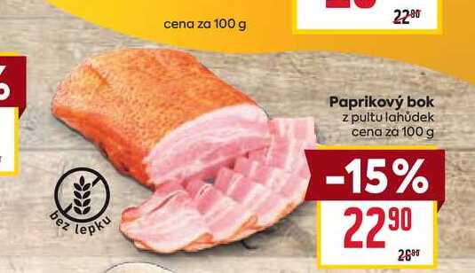 Paprikový bok z pultu lahůdek cena za 100 g