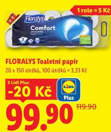 FLORALYS Toaletní papír, 20 rolí