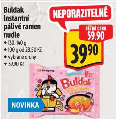 Buldak Instantní pálivé ramen nudle, 130-140 g 