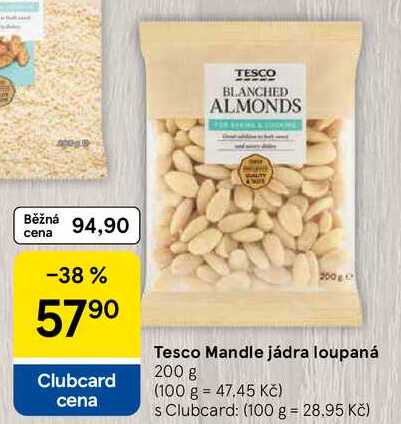 Tesco Mandle jádra loupaná, 200 g