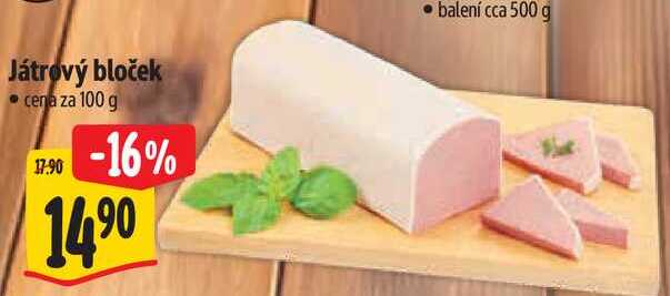 Játrový bloček, cena za 100 g
