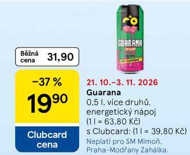 Guarana, 0,5 l, více druhů