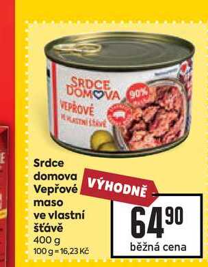 Srdce domova Vepřové maso ve vlastní šťávě 400 g