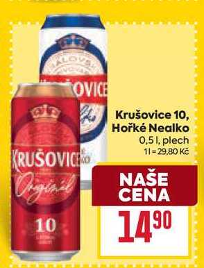 Krušovice 10, Hořké Nealko 0,51, plech 