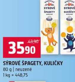 SÝROVÉ ŠPAGETY, KULIČKY 80 g neuzené