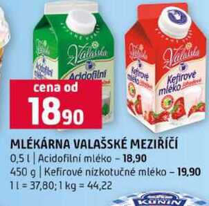 MLÉKÁRNA VALAŠSKÉ MEZIŘÍČÍ 0,5l Acidofilní mléko 450 g