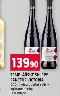 TEMPLÁŘSKÉ SKLEPY SANCTUS VICTORIA 0,75l víno pozdní sběr vybrané druhy