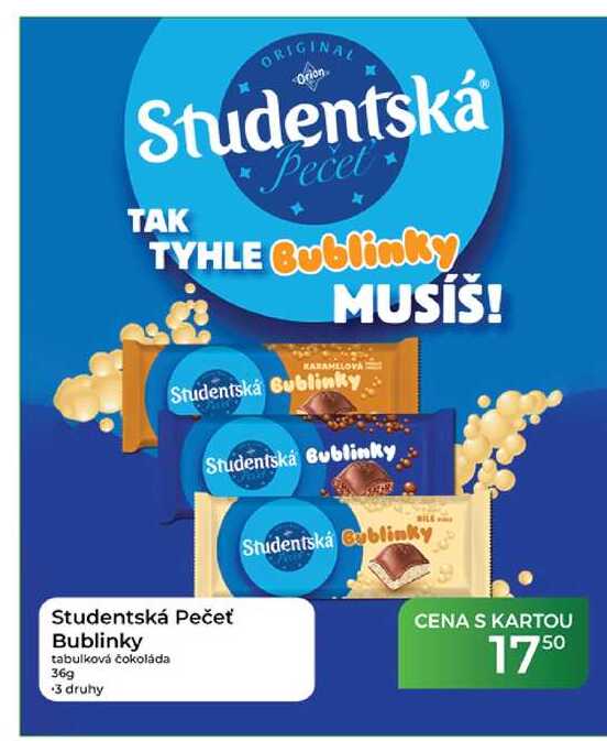 Studentská Pečeť Bublinky tabulková čokoláda 36g