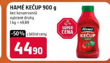 HAMÉ KEČUP 900 g bez konzervantů vybrané druhy