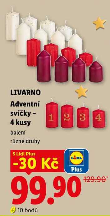LIVARNO Adventní svíčky - 4 kusy