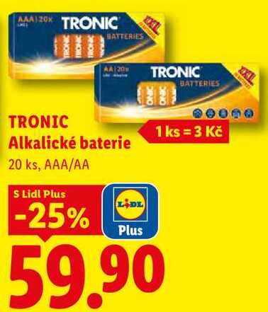 TRONIC Alkalické baterie, 20 ks