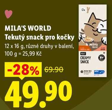 MILA'S WORLD Tekutý snack pro kočky, 12x 16 g