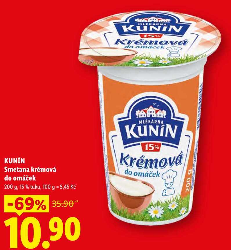 KUNÍN Smetana krémová do omáček, 200 g