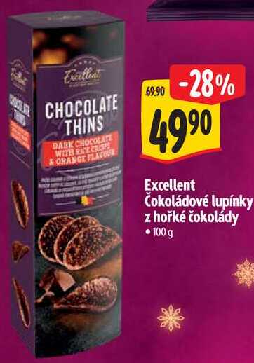 Excellent Čokoládové lupínky z hořké čokolády, 100 g