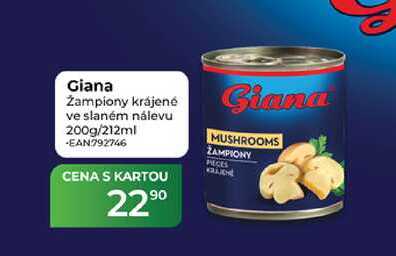Giana Zampiony krájené ve slaném nálevu 200g/212ml
