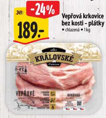 Vepřová krkovice bez kosti - plátky, 1 kg