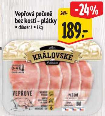 Vepřová pečeně bez kosti - plátky, 1 kg