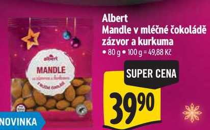Albert Mandle v mléčné čokoládě zázvor a kurkuma, 80 g