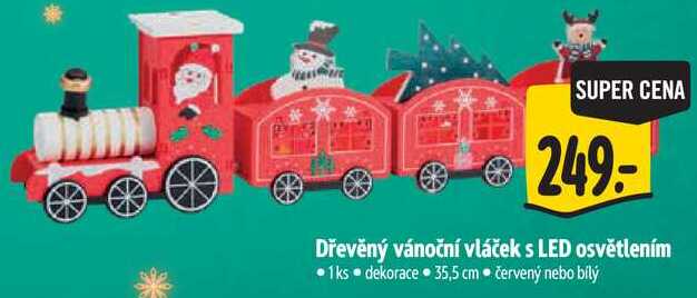 Dřevěný vánoční vláček s LED osvětlením