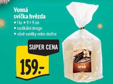 Vonná svíčka hvězda 1ks 9x9 cm