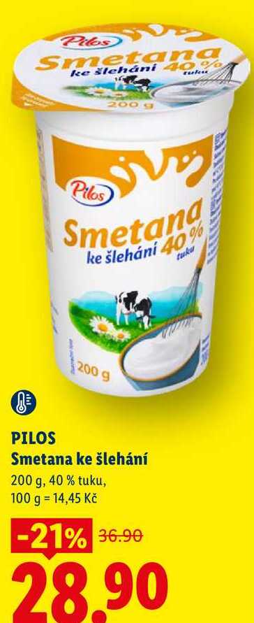 PILOS Smetana ke šlehání, 200 g, 40 % tuku