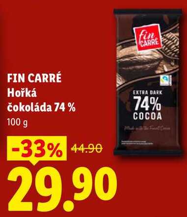 FIN CARRÉ Hořká čokoláda 74 %, 100 g