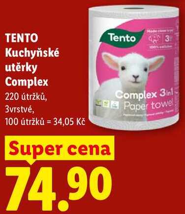 TENTO Kuchyňské utěrky Complex, 220 útržků, 3vrstvé