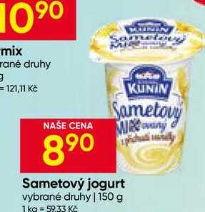 KUNÍN Sametový jogurt vybrané druhy 150 g