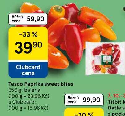 Tesco Paprika sweet bites, 250 g, balená 