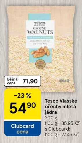 Tesco Vlašské ořechy mletá jádra, 200 g 