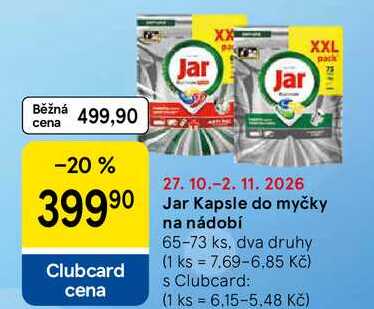 Jar Kapsle do myčky na nádobí, 65-73 ks, dva druhy 