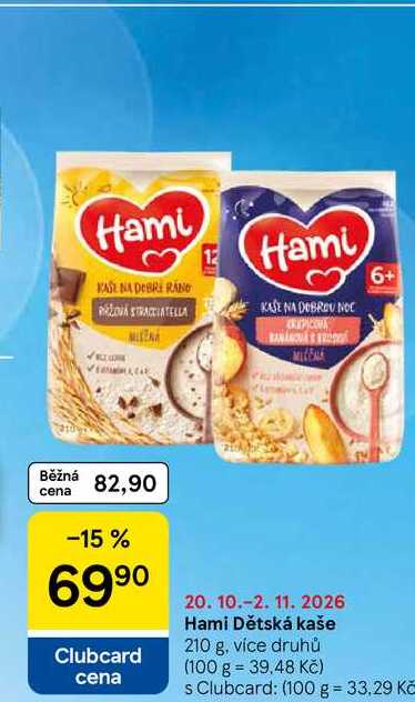 Hami Dětská kaše, 210 g, více druhů  