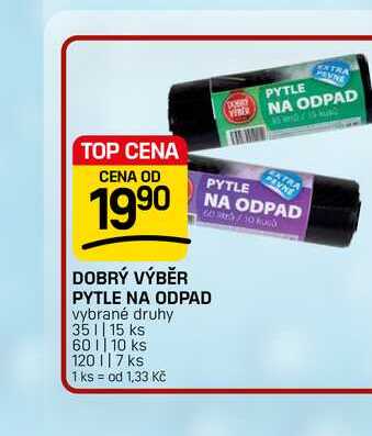 DOBRÝ VÝBĚR PYTLE NA ODPAD vybrané druhy 351|15 ks