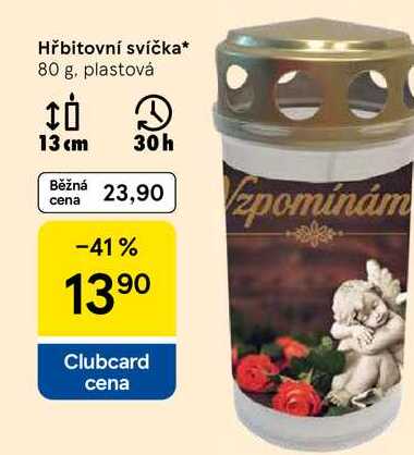 Hřbitovní svíčka, 80 g, plastová