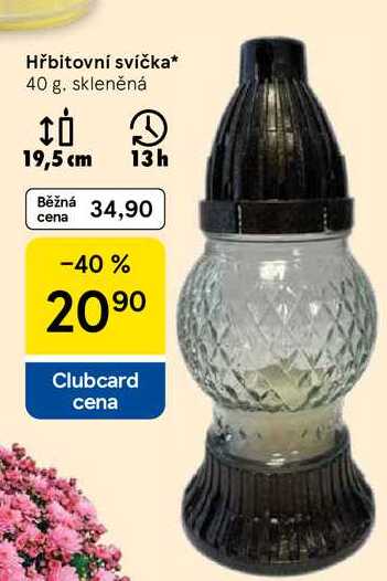 Hřbitovní svíčka, 40 g. skleněná